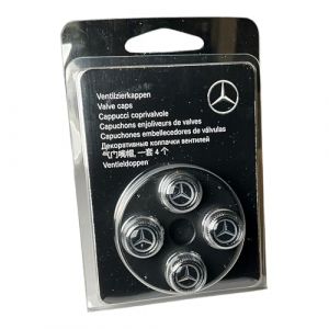 Mercedes-Benz B66472002 Lot de 4 Bouchons de Valve Authentiques Noirs (EURO GT, neuf)