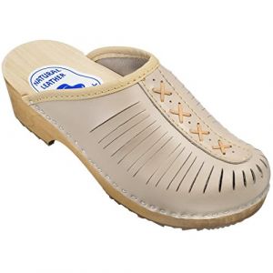 ESTRO Sabot en Bois Femme - Sabot Femme Cuir Confort Sabots Bois Sabots en Cuir CDL01 (40, CDL01 Cappuccino) (ESTRO™, neuf)