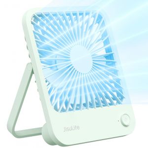 JISULIFE Mini Ventilateur Portable, avec Batterie Rechargeable de 4500 mAh, Pliable à 180°, Petit Ventilateur Silencieux Réglable à 4 Vitesses, Convient pour la Maison/Bureau/Voyage-Vert (JISULIFE-EU, neuf)
