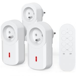 SURNICE Prise sans Fil avec télécommande, Prises Télécommandées Programmable, Portée en Champ Libre 40 m, 230V, 1000 W,Blanc, All on/Off, certifié CE (Sure Nice Direct, neuf)