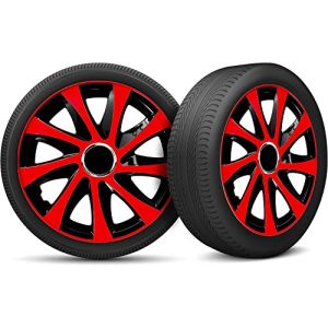 Moltico Enjoliveur - Set de 4 Universel Enjoliveurs - Adapt&eacute; &agrave; Toutes Roues en Acier - Enjoliveurs pour Auto - Anneau de S&eacute;curit&eacute; R&eacute;glable - 16 Pouces - Rouge (Moltico-Shop, neuf)