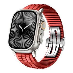 SEURE FKM Bracelet pour Apple Watch Ultra 2/1 49 mm, S&eacute;rie 10 46 mm, S&eacute;rie 9/8/7 45 mm, S&eacute;rie SE2/6/SE/5/4 44 mm, S&eacute;rie 3/2/1 42 mm, Business Sport, Bracelet de rechange en caoutchouc fluor&eacute;, pour (SEURE-WATCH, neuf)