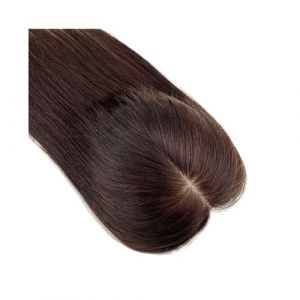 JIANBOHAIRS Postiche en cheveux humains brun fonc&eacute;, postiche en soie, postiche respirant Remy avec clips, for femmes for Thinning Hair(12 inch,11x13cm) (YUHANHAIR, neuf)