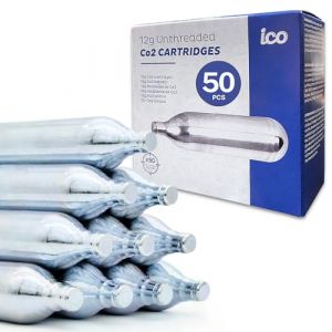 ICO 50pcs Cartouche Co2 12g, Cartouche Gaz Non Filet&eacute;e, Airsoft Gaz pour Pistolet Airsoft, Pistolet &agrave; Bille, Pistolet Paintball, Emballage Peut Varier (ICO trading, neuf)