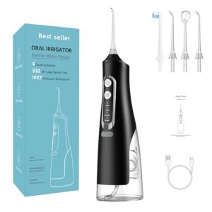 Oryzom Hydropulseur Sans Fil pour un Soin Dentaire & Buccal Optimal, 5 Modes & 4 Embouts, R&eacute;servoir de 300 ml, &Eacute;tanch&eacute;it&eacute;, Jet Dentaire Portable pour un Voyage et &agrave; la Maison (Blanc) (Serria, neuf)