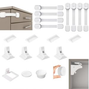Kit s&eacute;curit&eacute; b&eacute;b&eacute; Jezzafe | Bloque porte b&eacute;b&eacute;, 8 serrures + 4 serrures magn&eacute;tiques, bloque placard enfant, s&eacute;curit&eacute; fen&ecirc;tre enfant, protection meuble b&eacute;b&eacute;, bloque tiroir b&eacute;b&eacute;, s&eacute;curit&eacute; b&eacute;b&eacute; (Kimyass, neuf)