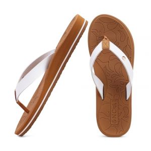 ONCAI Tongs Femme Mode Orthop&eacute;dique Cuir Soutien Arche Yoga Mat Et&eacute; Plage Sandales Thong Femme en Caoutchouc Flip Flops piscine chaussures Douche Antid&eacute;rapante Semel Blanc/kaki Taille 41 (ONCAI HZTH, neuf)