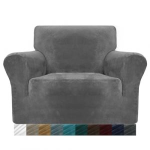 MAXIJIN Housses de Chaise en Velours pour fauteuils Housse de canapé Extensible antidérapante 1 Place Chiens Salon 1 pièce Housse de Protection pour canapé (1 Place, Gris) (MAXIJIN EUSHOP, neuf)