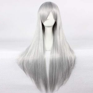 Jushiro Ukitake Final Fantasy 7 Sephiroth Detective Conan Fall fermé Gin Jin Superbia Squalo Angel Sanctuary Rosiel Perruque argentée extra longue pour fête cosplay (弘玟商贸店, neuf)