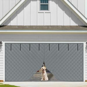 Générique Rideau De Porte De Garage Magnétique À Isolation Thermique, Kit D'isolation pour Porte De Garage pour l'hiver Rideau Isolant Thermique Tissu Oxford, pour Terrasse Extérieur(Gris,290x250cm) (MMYMY, neuf)