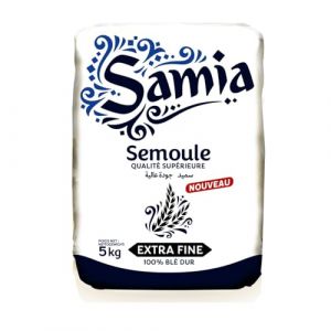 SAMIA &ndash; Semoule de Bl&eacute; Dur Extra Fine, Texture L&eacute;g&egrave;re et Parfaite pour Vos Recettes (Paquet 5kg) - Vendu par unit&eacute; (March&eacute; Parisien, neuf)