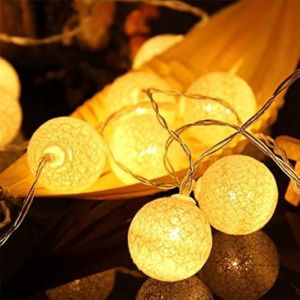 Ciskotu Guirlande Lumineuse Coton Boules Batteries - 3,3M 20 LED Chaîne Lumière Avec Prise pour Chambre Rideau Fête Noël Anniversaire Halloween Mariage Chambre de Bébé Romantique Décor (WaterFirst EU, neuf)