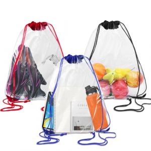 Piuluvor&reg; Lot de 3 sacs &agrave; dos transparents - Sacs de gym transparents - &Eacute;tanche - Cordon de serrage - En PVC - Pour festival - Petit sac avec cordon de serrage - Unisexe (34 &times; 45 cm), rouge, 34 &times; 45cm (DARUILTD, neuf)