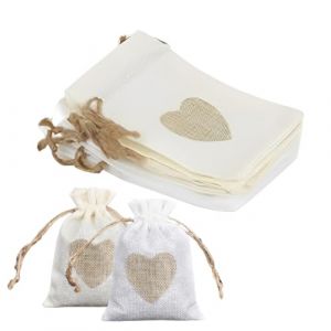 UYVPAER 10Pcs Sachets En Toile De Jute 8X10Cm Pochettes Jute En Motif De Coeur Lot De Petit Sac Avec Cordon Continir Bonbons Bijoux Boite Cadeau Dragees Pour Baptême Mariage Noël (SHAO WEIWEI DE DIAN, neuf)