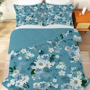 SYHIEGO Couette 140x200 Enfant Vert Feuilles Couette Imprimée Tropical Botanique Couette 4 Saisons Édredon Lit 1 Personne 140x200 cm avec 1 Taie d'oreiller 65x65, Réversible Couette sans Housse (Gengz, neuf)
