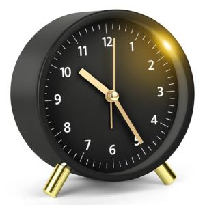 HOTUT Reveil Analogique Silencieux, R&eacute;veil Analogique Classique avec Veilleuse, R&eacute;veil Matin Silencieux sans Tic-Tac, Snooze R&eacute;veil Chevet Simple D&eacute;corative pour Chambre Chevet-Noir (ZHDAYA, neuf)