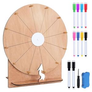 Grand kit de roue de la fortune de 30 cm à tourner avec support et marqueur, roue porte-bonheur à personnaliser, roue de la fortune en bois, jeu de roue de la fortune effaçable pour les fêtes, les (TRUST AND BU, neuf)
