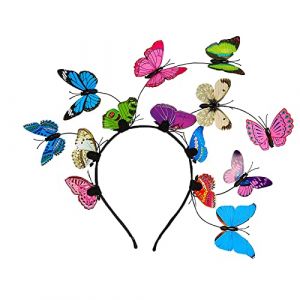 Serre-tête de Fée Papillon,Serre-tête Papillon pour Femmes et Filles,Papillon Bandeau Cheveux Femme,avec 8 Barrette Papillon,pour Carnaval,Fée,Cosplay,Mariage(Couleur) (Qazuwa, neuf)