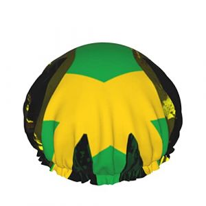 Femmes Réutilisable Stretch Ourlet Cheveux Chapeau Jamaïque Splash Aquarelle DoubleWaterproof Bonnet De Douche Bonnet De Bain (HuangZhongL, neuf)