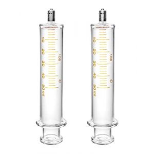 Seringue en verre – Capacité de 10 ml, lot de 2 verrous Luer Lock en métal sans aiguille (50 ml) (jingjialida, neuf)