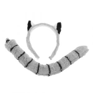 Homoyoyo 1 Ensemble ensemble de bandeau de singe costume de singe animal costume de queue de chien oreilles et queue de singe adulte bandeau oreilles de singe chiffon Grey (meRIoy, neuf)
