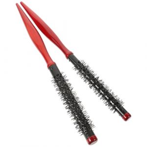 VILLCASE Lot de 2 Brosses à Cheveux pour Femmes Manche en Bois Rouge Rouleau en Aluminium Ø10 et Ø12 CM Brosse de Coiffage pour Cheveux Bouclés Compatible Sèche-Cheveux Brosse (Farrar Fae, neuf)