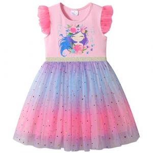 VIKITA Robe Fille Princesse Partie Casual Enfants Tulle Robe d'été sans Manche SH4822 6-7 Ans (VIKITA FACTORY STORE EUROPE, neuf)