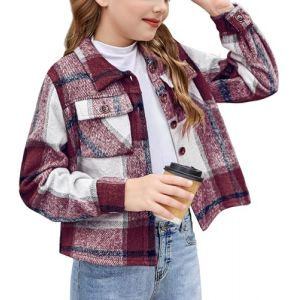 Arshiner Filles Chemise &agrave; Carreaux Enfants Automne-Hiver Shirts Manches Longues Confortables Tendance D&eacute;contract&eacute;e Veste pour Fille 8-9 Ans (Arshiner Store, neuf)