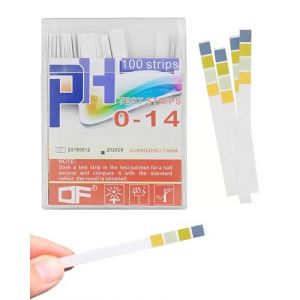 HUVZOR 100 Pièces Bandelettes de test de pH, plage de mesure 0-14, ph test， papier indicateur universel, test d'acidité pour aquariums, eau potable, piscine (Volumetech OU, neuf)