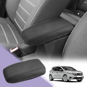 LUWU Coussin d'accoudoir de voiture pour Dacia Sandero 3 / Sandero Stepway III/Jogger 2021-2023 2024 (modèles avec accoudoirs) housse d'accoudoir de console centrale en cuir housse de protection (LU W U, neuf)