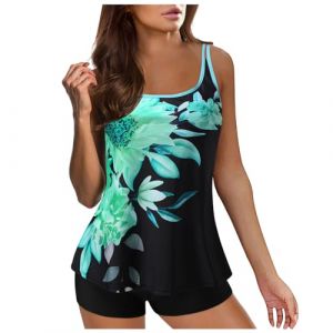 Tankini Femme Maillot De Bain Femme 2 Pièce 2024 Été À Volants Taille Hte Tankini Set Grande Taille Push Up Floral Maillot De Bain Deux Pièces Maillot De Bain Femme 1 Pieces Natation (Mint Green-a, L) (Zedacos, neuf)