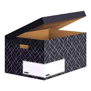 Fellowes Bankers Box conteneur Flip Top Déco pour boîtes d'archives et classeurs A4, formes géométriques, poignées renforcées, montage manuel, bleu nuit, Lot de 5 - 4483601 (EVER FOR HOME, neuf)