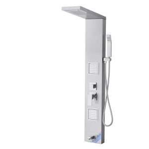 VEVOR Colonne de douche avec pommeau de douche effet pluie, syst&egrave;me de panneau de douchette mural en acier inox bross&eacute;, robinet 5 fonctions, avec 2 jets de corps, douchette &agrave; main et bec de baignoire (VEVOR Direct Store FR, neuf)