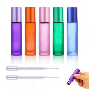 LEPZUR 5 Pcs Roll On Huile Essentielle Vide Bouteil Bouteilles Roll On En Verre Pour Huile Essentielle Roll On Huiles Essentielles Rechargeables Avec 2 Compte Gouttes (GloriseGO, neuf)