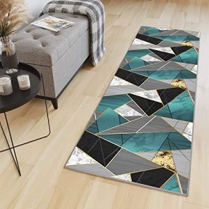 HaiTaoSy Tapis Cuisine Antiderapant Design 50 x 160cm, Tapis Couloir Antid&eacute;rapant et Lavable, Vert et Noir (Life- Home, neuf)