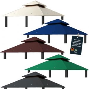 freigarten.de Toit de rechange pour tonnelle 334 cm x 334 cm - Sable antique - Tonnelle imperméable - Matériau : panama PVC souple 370 g/m² - Extra résistant - Modèle 10 (bleu marine) (siluk_24, neuf)