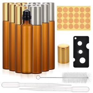 GGXZHT Roll on Vide, 10 ml Marron Bouteilles à Rouleaux D'huiles Essentielles, Flacon Roll on Huiles Essentielles avec Bille en Acier Inoxydable pour Aromathérapie, Lotions, Parfum-10 Pièces (XIZHANTONG, neuf)