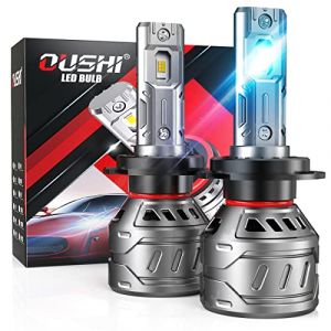 OUSHI Ampoule H7 LED, H7 Ampoules De Phare, 14000LM 70W 6000K Xenon White, Etanche Kit De Conversion Pour Le Remplacement Des Ampoules De Phare De Voiture (2 PCS) (Qlight, neuf)