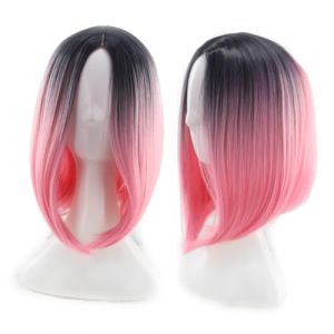 DEARMAMY Perruque De Gradient Rose Cheveux Bob Dégradé Perruque Dégradée Perruque Bob Femme Cosplay Bob Perruques (Liiane, neuf)