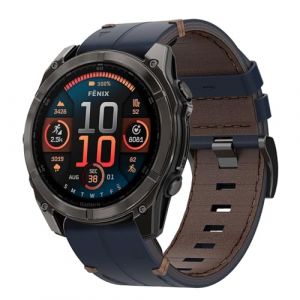 Cuir Bracelet pour Garmin Fenix 7X, 26mm Cuir Bande Quick Fit Bracelet pour Fenix 8 51mm, Fenix 6X, Fenix 6X Pro, Fenix 5X, Fenix 5X Plus, Fenix 3, Fenix 3 HR, Enduro, Quatix 3, Descent Mk1 Mk2 (TOPsic, neuf)