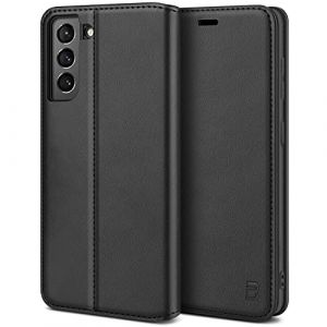 BEZ® Coque pour Samsung S21 Plus, Etui Housse pour Samsung Galaxy S21 Plus 5G en Cuir Premium Flip Case Portefeuille, à Rabat avec Porte-Cartes de Crédit, Fermeture Magnétique, Noir (TheBlingZ., neuf)