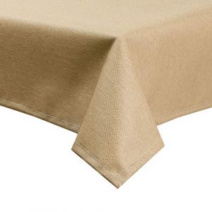 5521 - Nappe de table - Aspect lin - Avec protection anti-taches - Motif cappuccino - Pour le jardin - Lavable - Carré 120 x 120 cm (ladens.store, neuf)