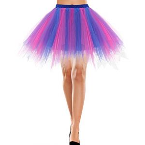 Bbonlinedress Jupe Tulle Femme Jupe Tutu de Déguisement Cosplay Jupe Courte Ballet Tutu Danse Classique Fille Années 50s pour Carnaval Fête Soirée Couleurs Variées Royal Blue-Fuschia XL (Bbonlinedress, neuf)
