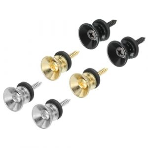 QUARKZMAN Attache de Sangle pour Guitare en Métal avec Bouton de Verrouillage Petit, Ensemble de 1 en Or/Argent/Noir avec Rondelle en Feutre pour Guitare Basse (QUARKZMAN, neuf)