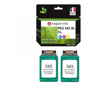 343XL fabriqu&eacute; en France, 2 Cartouche d'encre reconditionn&eacute;e pour HP 343 XL Couleur C8766EE Compatible Photosmart 2570 2575 2710 8150 C3180 C4180 D5160 DeskJet 5440 6310 Officejet 6315 PSC 1513 (JOPIVEMA, neuf)