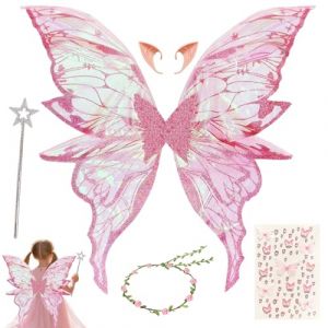 HuaMuDM Ailes de Fée,Ailes de Princesse,Baguettes de Fée Étoile,Oreilles d'elfe,Couronne deFleur,Autocollants, Halloween,Noël,Carnaval,Fête à thème (HuaMuDM, neuf)