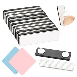 ZACUDA 12 PCS Porte Badge Magnetique avec 2 Chiffon Porte Badge Aimant&eacute; 45 * 13mm Badge Nominatif Aimant&eacute; Badge Porte Nom Aimant&eacute; Etiquettes de Nom Magn&eacute;tiques avec Ruban Adh&eacute;sif pour Chemise Veste (VASILIOU NATALIA, neuf)