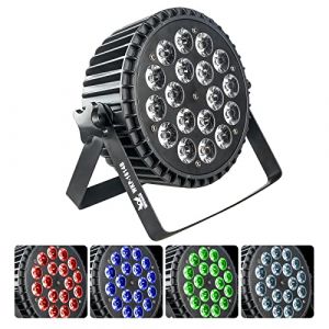 Par Led Projecteur Lumière 18x12w RGBW 4-en-1, DMX 512 Projecteur Scène Lumière Disco Fête, Jeux de Lumiere pour Soiree LED Éclairage de Scène Phare Par Lampes Intégrée pour Soirée Théâtre Mariage (WecanLight, neuf)