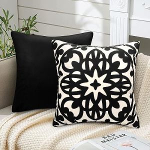 ETOLISHOP Lot de 2 Housse de Coussin 50x50cm Housses de Coussin en Super Doux Taie d'oreiller Mandala Modèle Noir Housse de Coussin Moderne Housses de Coussins pour Salon Chambre Canapé Jardin Chaise (EULeeLance, neuf)