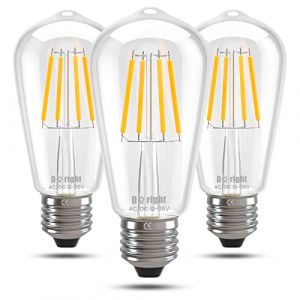 DoRight Ampoule &agrave; vis Edison 12V LED ST64 E27, 4W basse tension E27 ampoules &agrave; filament AC/DC 12-36V antique r&eacute;tro E27 LED &eacute;quivalant &agrave; 40W, blanc chaud 2700 K pour RV Camper Marine (lot de 3) (sjwndka, neuf)